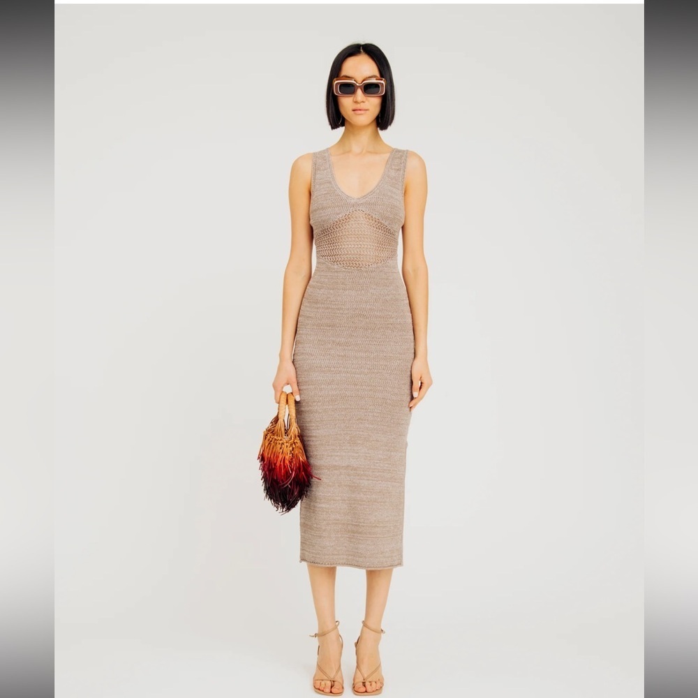 NWT Torn‎ by Ronny Kobo Beige Knit Midi Dress
